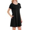 imageWomens Summer Dresses Beach Casual Loose Tshirt Floral Short Sleeve Flowy Pockets Sundresses01 Black