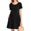 imageWomens Summer Dresses Beach Casual Loose Tshirt Floral Short Sleeve Flowy Pockets Sundresses01 Black