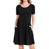 imageWomens Summer Dresses Beach Casual Loose Tshirt Floral Short Sleeve Flowy Pockets Sundresses01 Black
