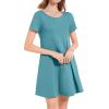 imageWomens Summer Dresses Beach Casual Loose Tshirt Floral Short Sleeve Flowy Pockets Sundresses01 Light Blue