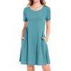 imageWomens Summer Dresses Beach Casual Loose Tshirt Floral Short Sleeve Flowy Pockets Sundresses01 Light Blue