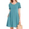imageWomens Summer Dresses Beach Casual Loose Tshirt Floral Short Sleeve Flowy Pockets Sundresses01 Light Blue