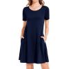 imageWomens Summer Dresses Beach Casual Loose Tshirt Floral Short Sleeve Flowy Pockets Sundresses01 Navy Blue