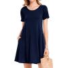 imageWomens Summer Dresses Beach Casual Loose Tshirt Floral Short Sleeve Flowy Pockets Sundresses01 Navy Blue