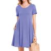 imageWomens Summer Dresses Beach Casual Loose Tshirt Floral Short Sleeve Flowy Pockets Sundresses01 Purple Short Sleeve