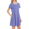 imageWomens Summer Dresses Beach Casual Loose Tshirt Floral Short Sleeve Flowy Pockets Sundresses01 Purple Short Sleeve