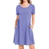 imageWomens Summer Dresses Beach Casual Loose Tshirt Floral Short Sleeve Flowy Pockets Sundresses01 Purple Short Sleeve