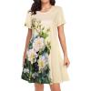 imageWomens Summer Dresses Beach Casual Loose Tshirt Floral Short Sleeve Flowy Pockets SundressesApricot Floral