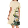 imageWomens Summer Dresses Beach Casual Loose Tshirt Floral Short Sleeve Flowy Pockets SundressesApricot Floral