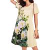 imageWomens Summer Dresses Beach Casual Loose Tshirt Floral Short Sleeve Flowy Pockets SundressesApricot Floral