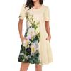 imageWomens Summer Dresses Beach Casual Loose Tshirt Floral Short Sleeve Flowy Pockets SundressesApricot Floral