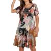 imageWomens Summer Dresses Beach Casual Loose Tshirt Floral Short Sleeve Flowy Pockets SundressesBlack Abstract Flower