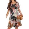 imageWomens Summer Dresses Beach Casual Loose Tshirt Floral Short Sleeve Flowy Pockets SundressesBlack Abstract Flower