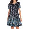 imageWomens Summer Dresses Beach Casual Loose Tshirt Floral Short Sleeve Flowy Pockets SundressesBlack Catkins Flower