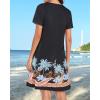 imageWomens Summer Dresses Beach Casual Loose Tshirt Floral Short Sleeve Flowy Pockets SundressesBlack Coconut Trees