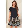 imageWomens Summer Dresses Beach Casual Loose Tshirt Floral Short Sleeve Flowy Pockets SundressesBlack Dragon