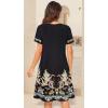 imageWomens Summer Dresses Beach Casual Loose Tshirt Floral Short Sleeve Flowy Pockets SundressesBlack Dragon
