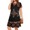 imageWomens Summer Dresses Beach Casual Loose Tshirt Floral Short Sleeve Flowy Pockets SundressesBlack Red Boho