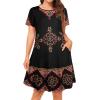 imageWomens Summer Dresses Beach Casual Loose Tshirt Floral Short Sleeve Flowy Pockets SundressesBlack Red Boho