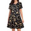 imageWomens Summer Dresses Beach Casual Loose Tshirt Floral Short Sleeve Flowy Pockets SundressesBlack Sun Star