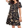 imageWomens Summer Dresses Beach Casual Loose Tshirt Floral Short Sleeve Flowy Pockets SundressesBlack Sun Star