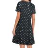 imageWomens Summer Dresses Beach Casual Loose Tshirt Floral Short Sleeve Flowy Pockets SundressesBlack Wave Point