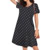 imageWomens Summer Dresses Beach Casual Loose Tshirt Floral Short Sleeve Flowy Pockets SundressesBlack Wave Point