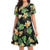 imageWomens Summer Dresses Beach Casual Loose Tshirt Floral Short Sleeve Flowy Pockets SundressesBlack Yellow Floral