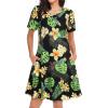 imageWomens Summer Dresses Beach Casual Loose Tshirt Floral Short Sleeve Flowy Pockets SundressesBlack Yellow Floral