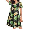 imageWomens Summer Dresses Beach Casual Loose Tshirt Floral Short Sleeve Flowy Pockets SundressesBlack Yellow Floral