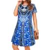 imageWomens Summer Dresses Beach Casual Loose Tshirt Floral Short Sleeve Flowy Pockets SundressesBlue Boho