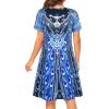 imageWomens Summer Dresses Beach Casual Loose Tshirt Floral Short Sleeve Flowy Pockets SundressesBlue Boho