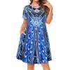 imageWomens Summer Dresses Beach Casual Loose Tshirt Floral Short Sleeve Flowy Pockets SundressesBlue Boho