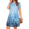 imageWomens Summer Dresses Beach Casual Loose Tshirt Floral Short Sleeve Flowy Pockets SundressesBlue Floral