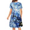 imageWomens Summer Dresses Beach Casual Loose Tshirt Floral Short Sleeve Flowy Pockets SundressesBlue Tie Dye