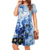 imageWomens Summer Dresses Beach Casual Loose Tshirt Floral Short Sleeve Flowy Pockets SundressesBlue Tie Dye