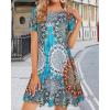 imageWomens Summer Dresses Beach Casual Loose Tshirt Floral Short Sleeve Flowy Pockets SundressesBohemian Blue