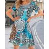 imageWomens Summer Dresses Beach Casual Loose Tshirt Floral Short Sleeve Flowy Pockets SundressesBohemian Blue