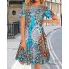 imageWomens Summer Dresses Beach Casual Loose Tshirt Floral Short Sleeve Flowy Pockets SundressesBohemian Blue