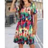 imageWomens Summer Dresses Beach Casual Loose Tshirt Floral Short Sleeve Flowy Pockets SundressesColorful Tie Dye