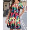 imageWomens Summer Dresses Beach Casual Loose Tshirt Floral Short Sleeve Flowy Pockets SundressesColorful Tie Dye