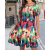 imageWomens Summer Dresses Beach Casual Loose Tshirt Floral Short Sleeve Flowy Pockets SundressesColorful Tie Dye