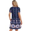 imageWomens Summer Dresses Beach Casual Loose Tshirt Floral Short Sleeve Flowy Pockets SundressesDark Blue Boho