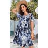 imageWomens Summer Dresses Beach Casual Loose Tshirt Floral Short Sleeve Flowy Pockets SundressesDark Blue Tie Dye