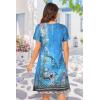 imageWomens Summer Dresses Beach Casual Loose Tshirt Floral Short Sleeve Flowy Pockets SundressesDeepskyblue Boho