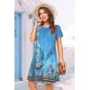 imageWomens Summer Dresses Beach Casual Loose Tshirt Floral Short Sleeve Flowy Pockets SundressesDeepskyblue Boho