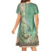 imageWomens Summer Dresses Beach Casual Loose Tshirt Floral Short Sleeve Flowy Pockets SundressesGreen Flowers