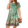 imageWomens Summer Dresses Beach Casual Loose Tshirt Floral Short Sleeve Flowy Pockets SundressesGreen Flowers
