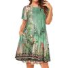 imageWomens Summer Dresses Beach Casual Loose Tshirt Floral Short Sleeve Flowy Pockets SundressesGreen Flowers