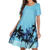 imageWomens Summer Dresses Beach Casual Loose Tshirt Floral Short Sleeve Flowy Pockets SundressesLight Blue Trees